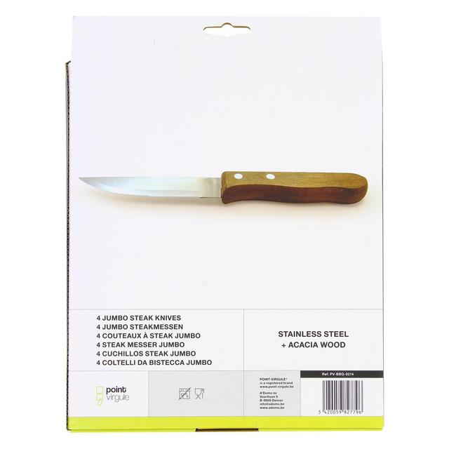 5420059827796 - Point virgule - Set de 4 couteaux à steak jumbo avec poignée en bois d'acacia