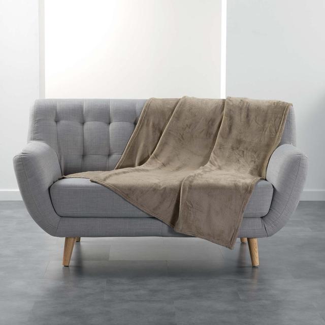 3574386087896 - Douceur D Interieur - Plaid Flanou Taupe