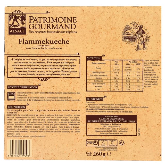 3257980579096 - Patrimoine Gourmand - Flammekueche- Tarte flambée alsacienne