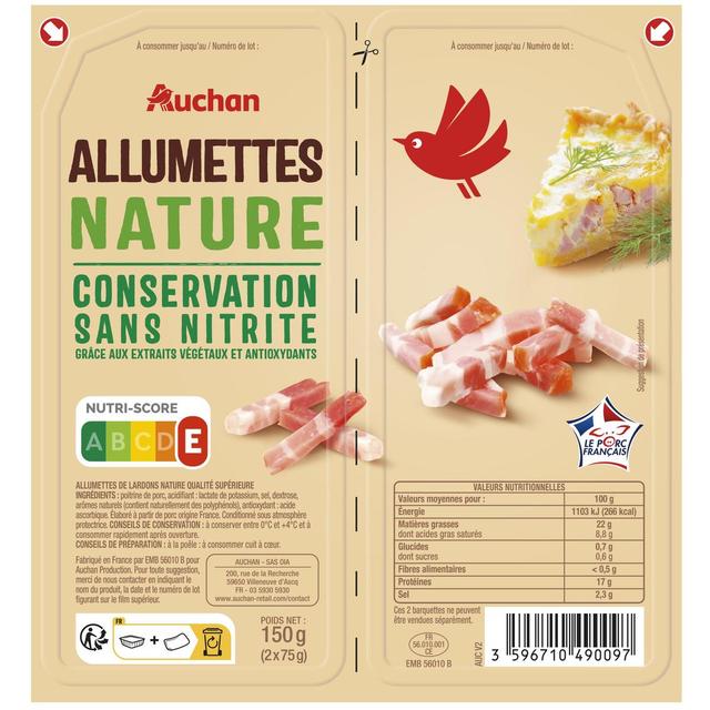 3596710490097 - Auchan - Allumettes Nature Sans Nitrite