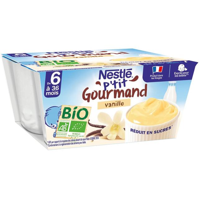 7613287053497 - Nestlé - P'tit Gourmand - Dessert lacté Vanille Bio Coupelle Bébé Dès 6 mois