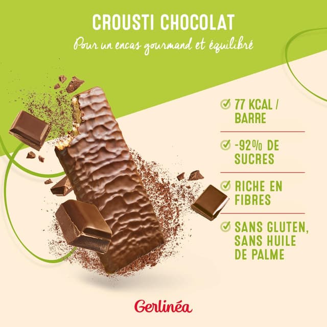 3175681224797 - Gerlinéa - 6 barres en-cas gourmand - Barres Crousti Chocolat