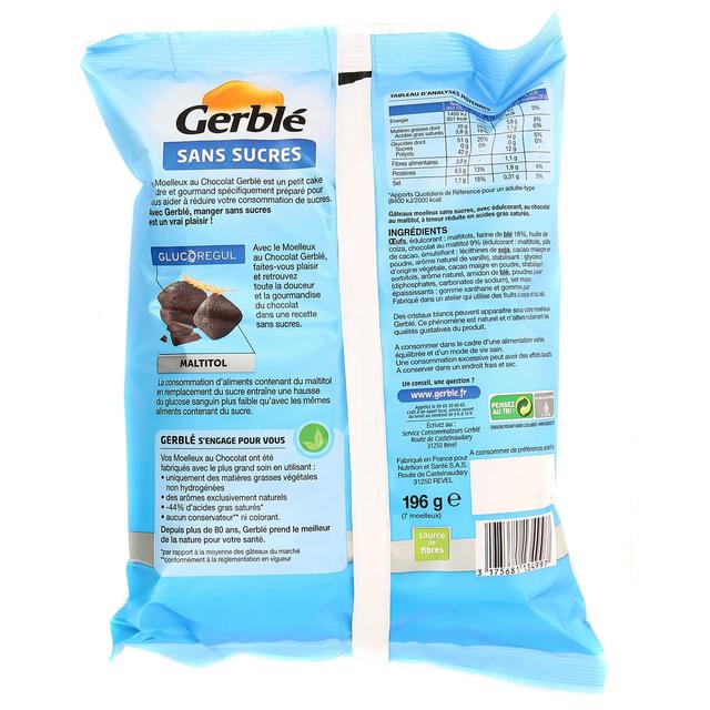 3175681134997 - Gerblé Sans Sucres - 7 Moelleux au chocolat sans sucres