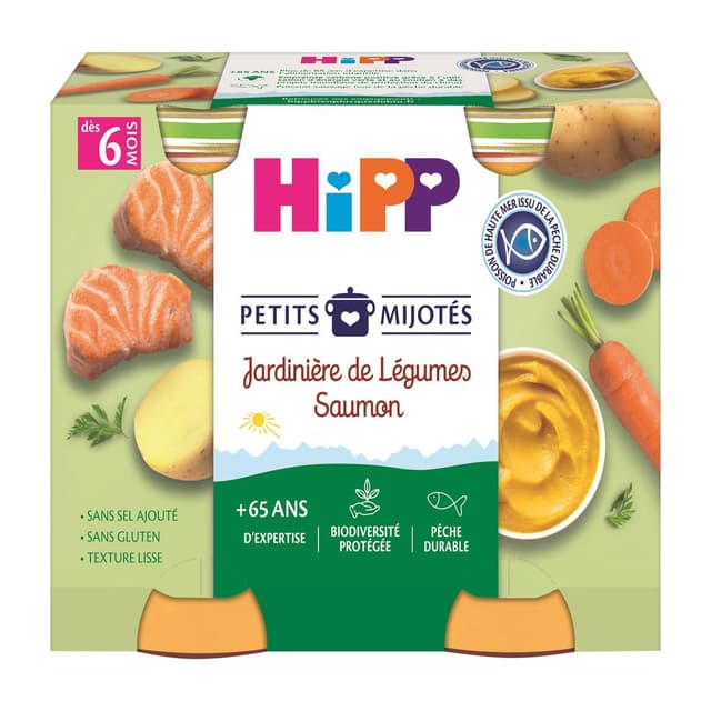 4062300444997 - Hipp - Petits Mijotés - Jardinière de Légumes Saumon Bio Pot Bébé Dès 6 Mois