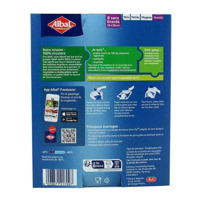 4008871217097 - Albal - Sacs congélation ultra-zip - Grand Modèle