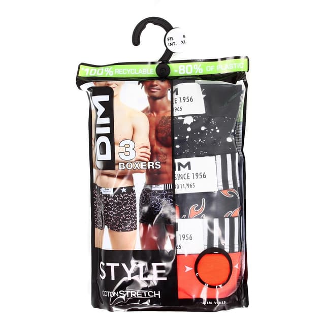 3610862758697 - Dim - Boxers homme coton stretch motifs marbre et flammes