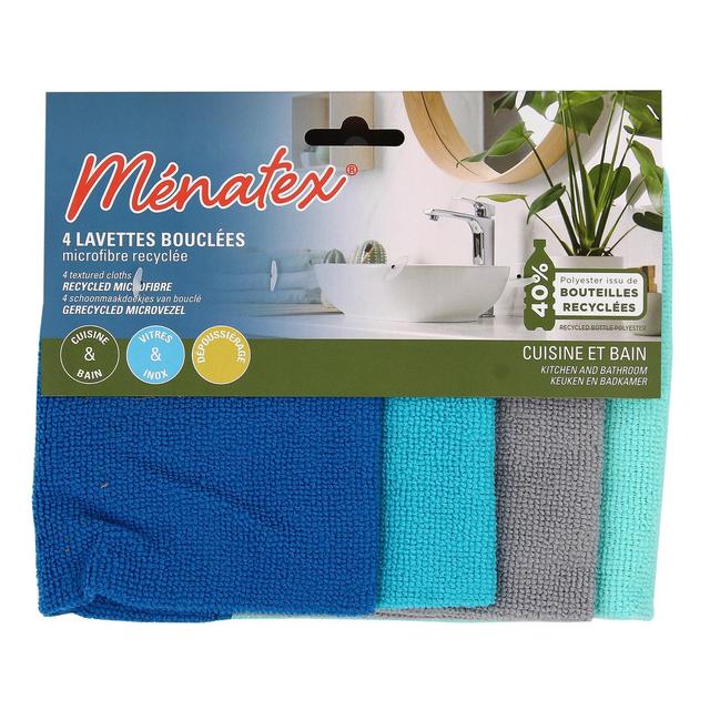 3061050009297 - Ménatex - Lavettes microfibres bouclées lot de 4