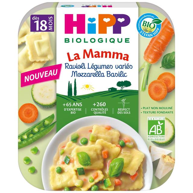 4062300444898 - Hipp - La Mamma - Ravioli Légumes Variés Mozzarella Basilic Bio Plat Bébé Dès 18 Mois