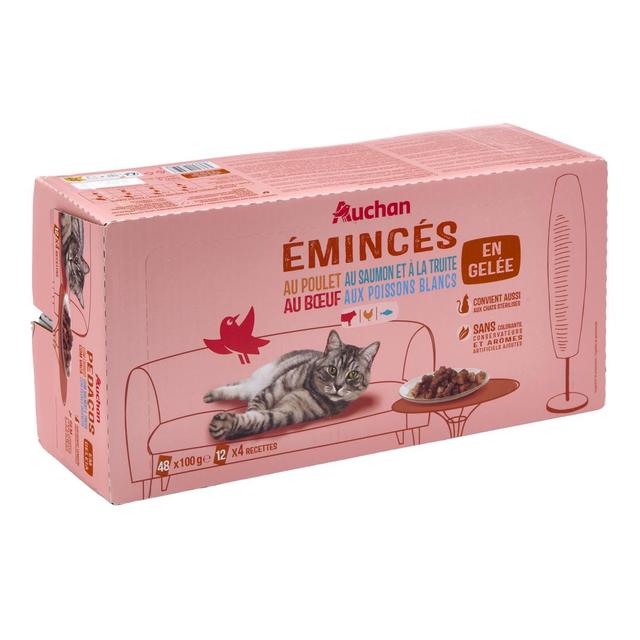 3596710485598 - Auchan - Sachets émincés en gelée viandes et poissons pour chat et chat stérilisé