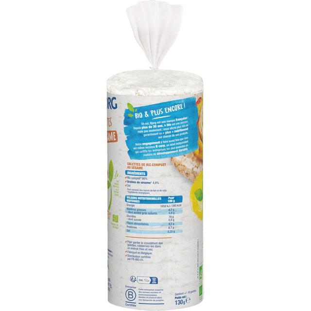 3229820167398 - Bjorg - Galettes de riz complet au sésame bio