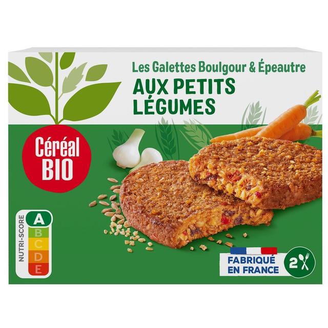 3175681028098 - Céréal Bio - 2 Galettes Végétales Epeautre Boulgour Petits Légumes Vegan Bio