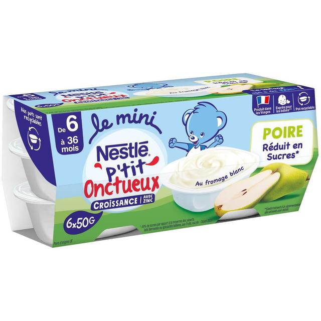 8445290568298 - Nestlé - P'tit Onctueux - Mini Dessert Lacté Poire Fromage Blanc Coupelle Bébé Dès 6 mois
