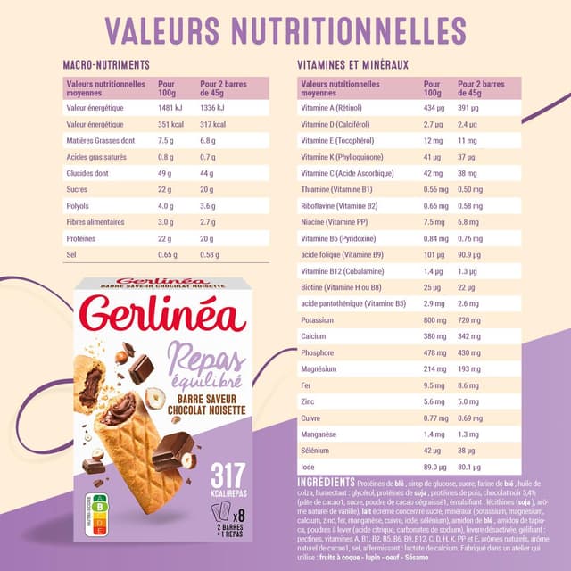 3175681209398 - Gerlinéa - Barres Fourrées Chocolat Noisettes