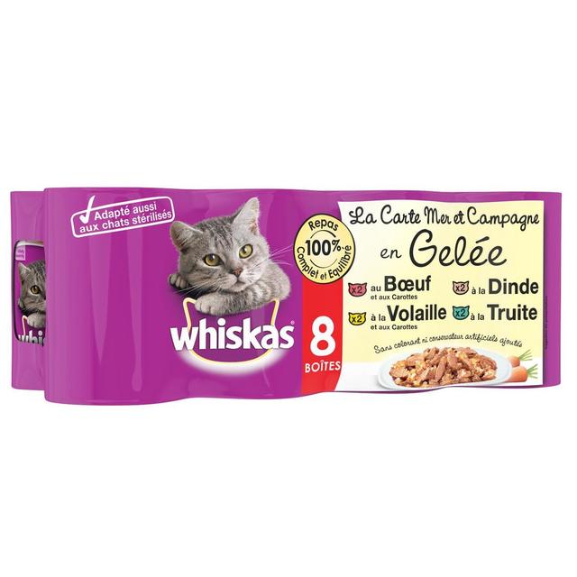 3065890102699 - Whiskas - Boites en Gelée Carte Mer et Campagne 4 variétés pour chat