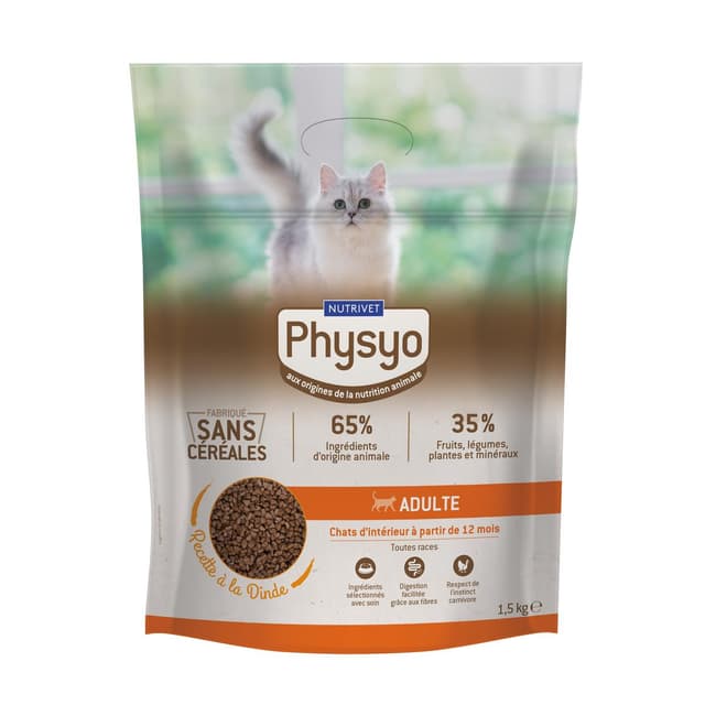 3760080533399 - Physyo by Nutrivet - Croquettes sans Céréales pour Chat Adulte d'Intérieur