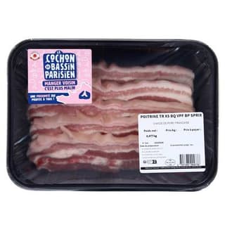 Le COCHON du BASSIN PARISIEN Poitrine de Porc Tranchée, 5 tranches - environ 500g