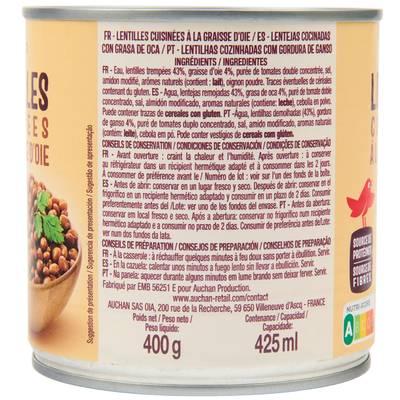 3254560683600 - Auchan - Lentilles cuisinées à la graisse d'Oie