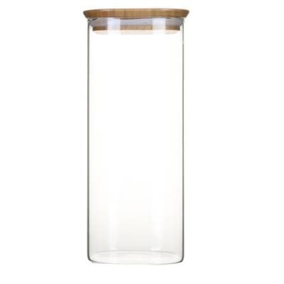 Pebbly Boite conservation verre et bambou carrée, 2,2L