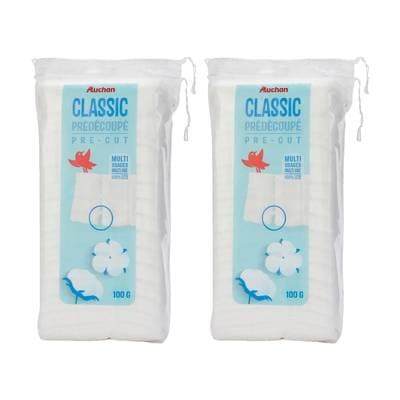 Auchan Cotons prédécoupé, Lot de 2x100g