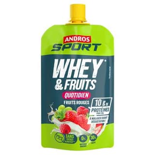 Andros Gourdes whey et fruit rouge proteinées, 120g