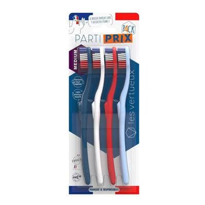 Les Vertueux Brosse à dents medium, 4 brosses à dents