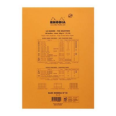 3037920182001 - Rhodia - Un Bloc-notes A4 21x29,7 cm petits carreaux N°18