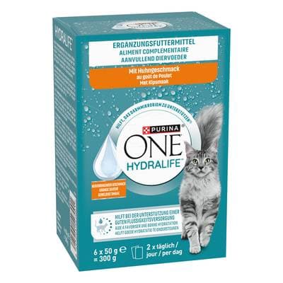 Purina - One Aliment complémentaire poulet Hydralife pour chat adulte, 6x50g