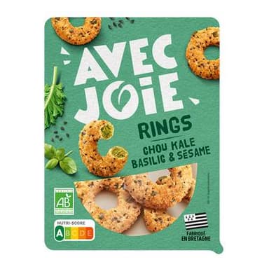 Avec Joie Rings Chou Kale Basilic et Sésame Bio, 160g