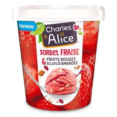 Charles et Alice Sorbet fruits rouges et éclats d'amande, 302g