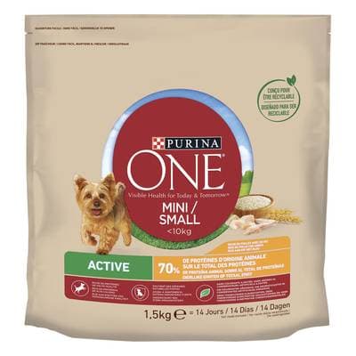 Purina - One Croquettes Poulet avec du riz pour petit chien, 1.5kg