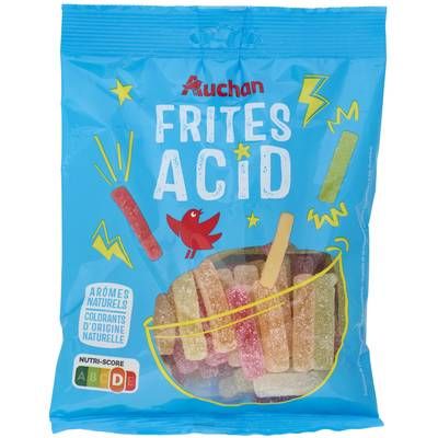Auchan Bonbons gélifiés frites acidulées, 200g