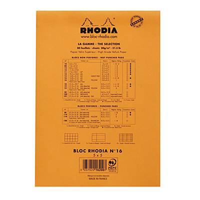 3037920162003 - Rhodia - Un Bloc-notes 14,8 x 21 cm petits carreaux N°16