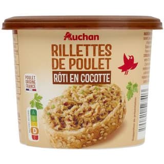 Auchan Rillettes de Poulet Rôti en Cocotte, 220g