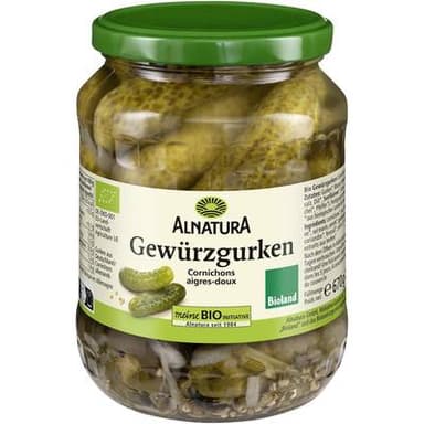 Alnatura Cornichons Aigre Doux Bio, 670g