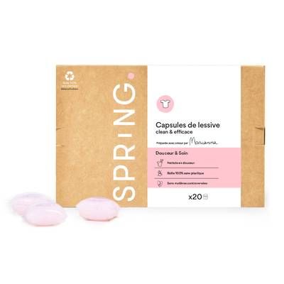 Spring Lessive capsule Douceur et Soin, 20 capsules