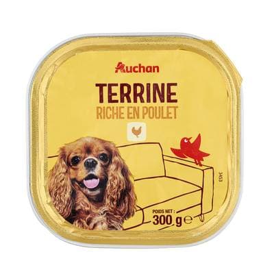 Auchan Barquette terrine riche en poulet pour chien, 300g