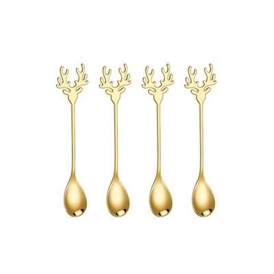 Dotz Cuillères dorées Noël 14cm, lot de 4 cuillères