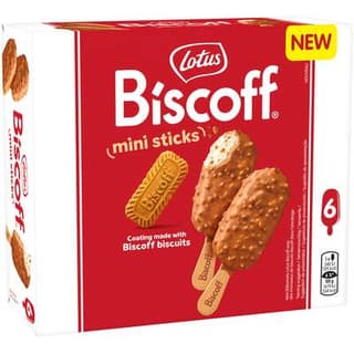 Lotus Biscoff Bâtonnets glacés caramel aux éclats de biscuits Biscoff, 6x50ml