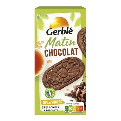 3175681297104 - Gerblé - 12 Biscuits Matin Chocolat -46% de sucres en moins
