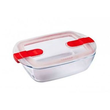 Pyrex Cook & Heat Plat en verre rectangulaire avec couvercle spécial micro-ondes, 1100ml