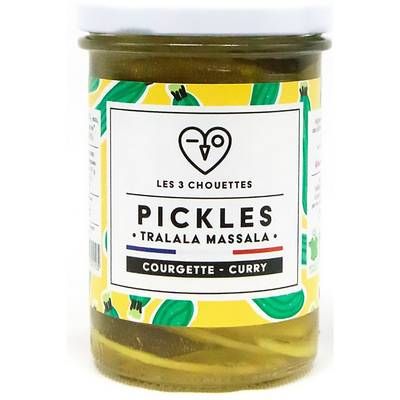 Les 3 Chouettes Pickles Courgettes Curry Bio, 210g