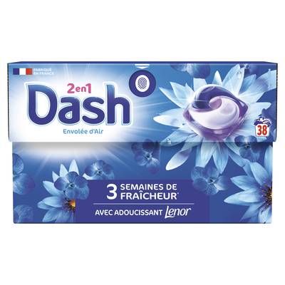 Dash Lessive capsules 2 en 1 Envolée d'Air, 38 capsules