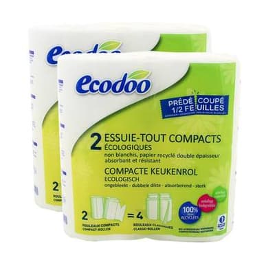 Ecodoo Essuie-tout, Lot de 2x2 rouleaux