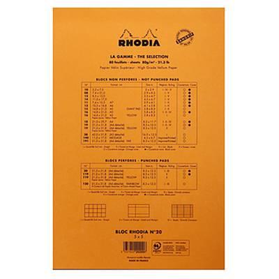 3037920202006 - Rhodia Classic - Un Bloc-notes 21 x 31,8 cm petits carreaux N°20