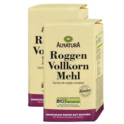 Alnatura Farine de seigle complet bio, Lot de 2x1Kg