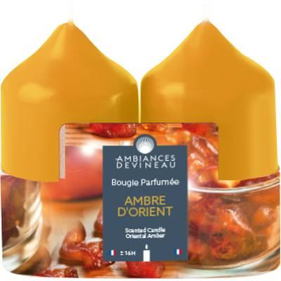 3482356614624 - Ambiances Devineau - 2 bougies cylindrique Ambre d'Orient