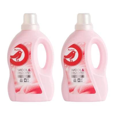 Auchan Lessive liquide Laine et Linge délicat anti-bouloche, Lot de 2x1,5L