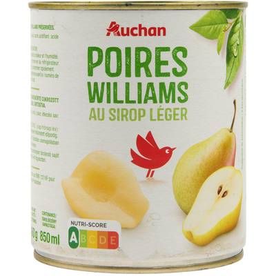 Auchan Poires williams au sirop léger, 460g