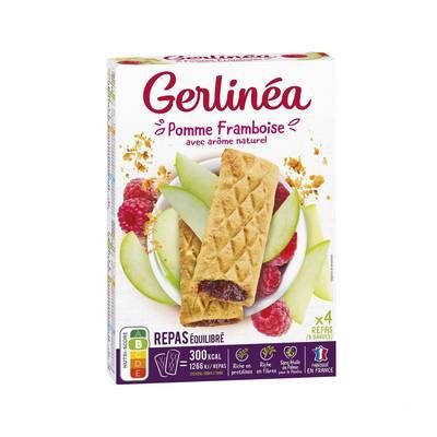 Gerlinéa 8 Barres fourrées pomme framboise -32% de sucres en moins, 8x45g