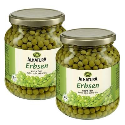 Alnatura Petits pois extra fins bio, Lot de 2x230g